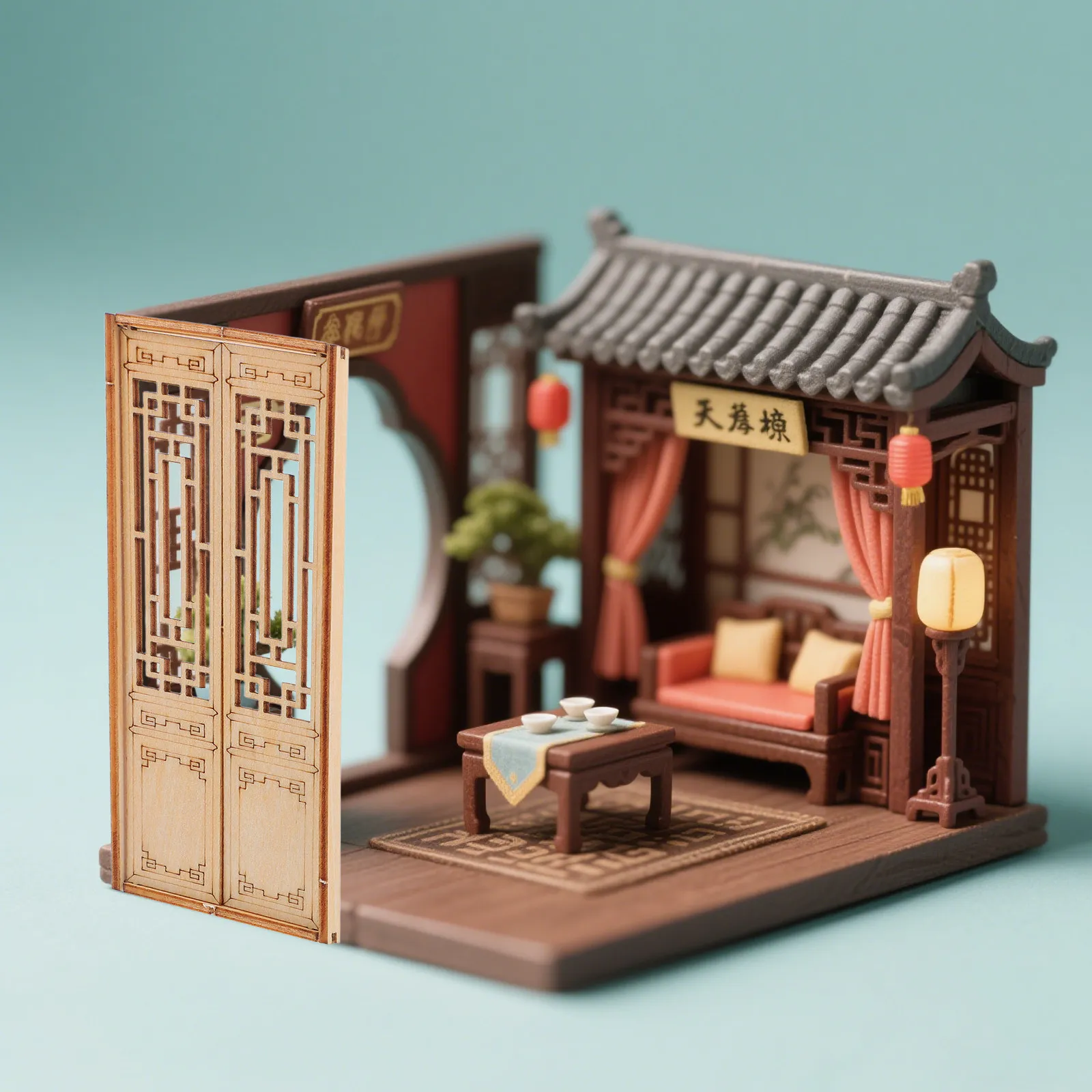 

3Pcs Chinese Architecture Miniature Wooden Windows Hui Style Precision Craft Dollhouse Renovation Fairy Garden Mini Window