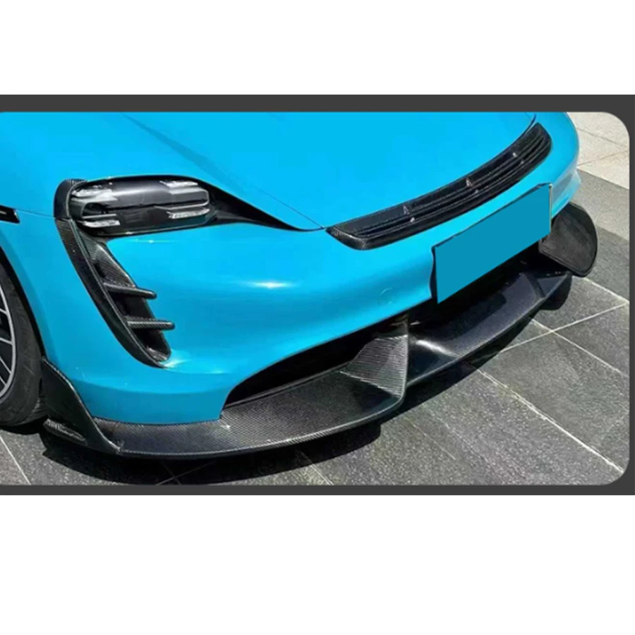 For Porsche Taycan Carbon Fiber Front lipCar Front Bumper Diverter Spoiler Diffuser chin MS style automotive parts