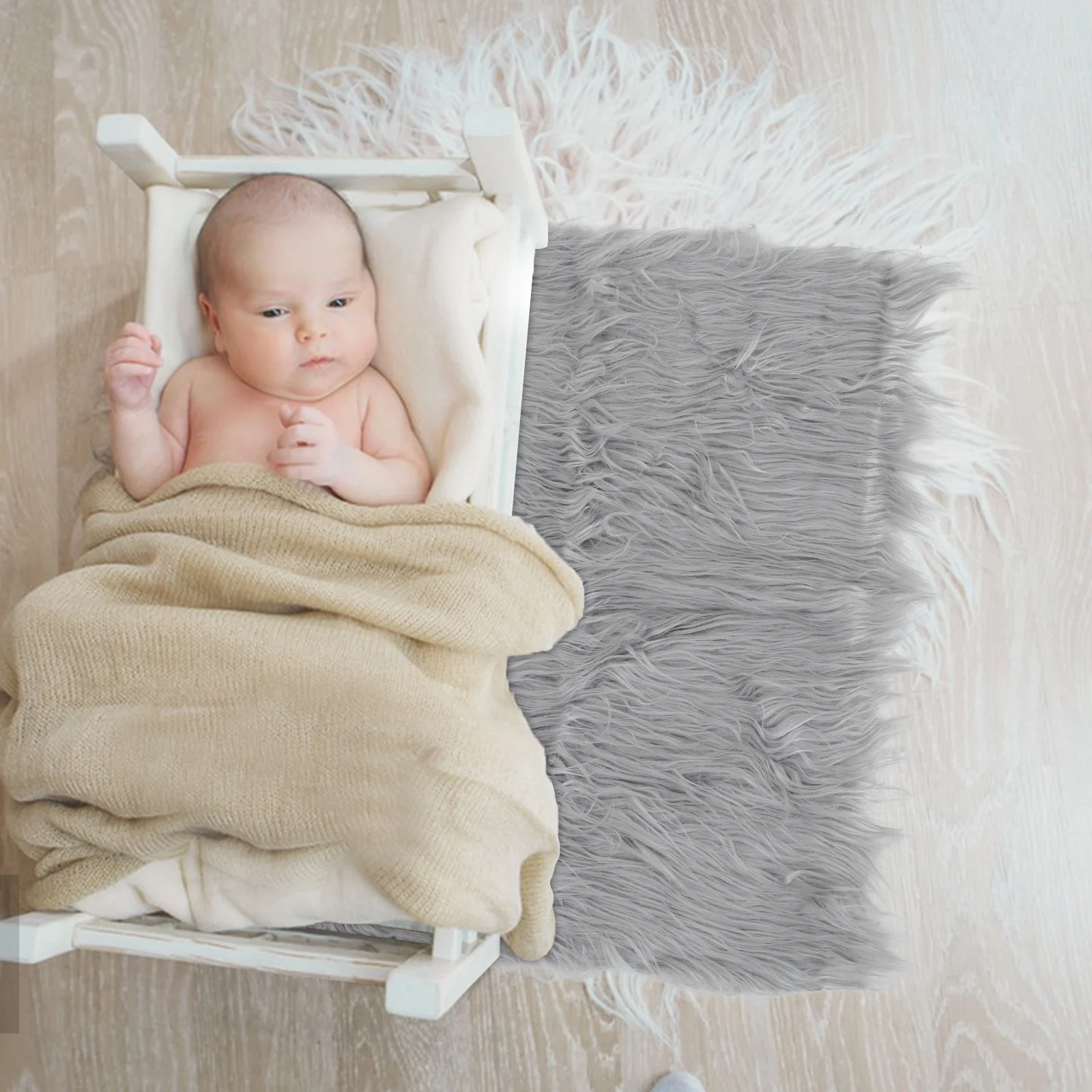 

Soft Baby Photography Blanket 20 Inch Safe Comfortable for Newborn Photo Sessions Light Grey Infant Photography Mat