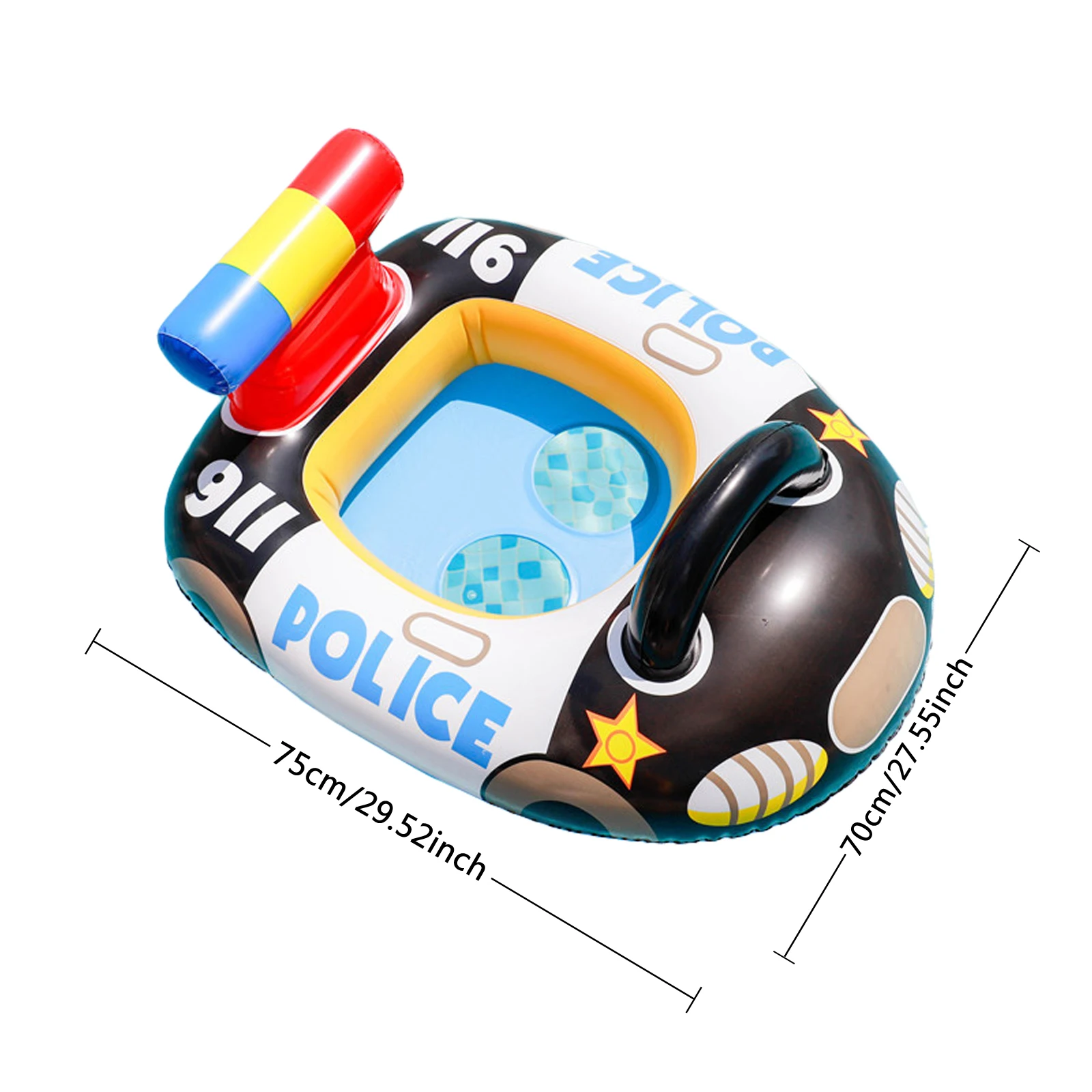 Baby Inflatable Swimming Pool Swimming Ring Sitting Floating Children Cartoon Police Car Swimming Ring with Seat Lifebuoy