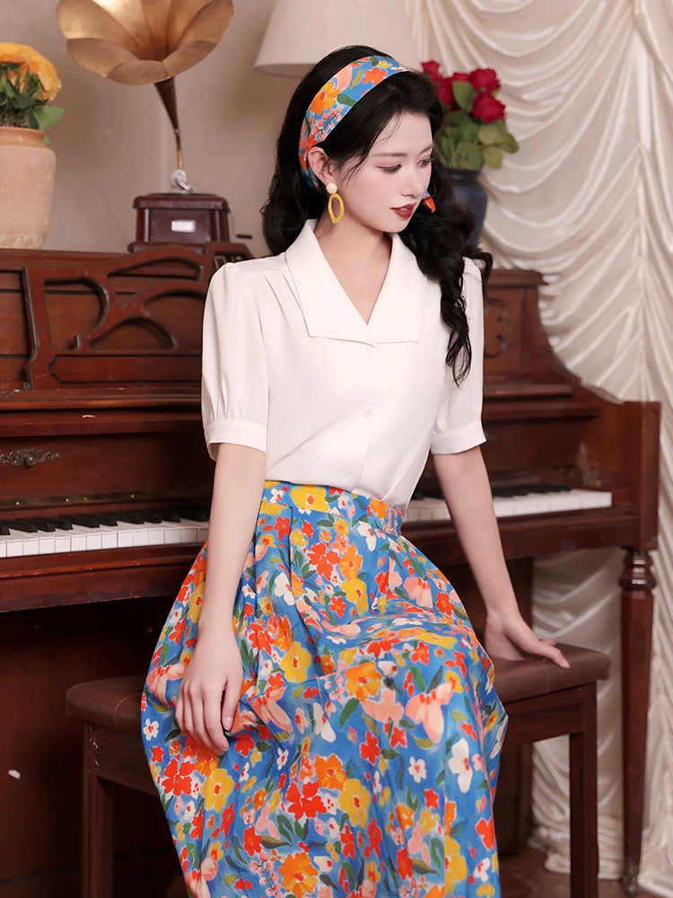 

Белая женская рубашка в деревенском стиле с коротким рукавом, однотонная, летняя, удобная для повседневной носки, свободного кроя, из полиэфирного волокна