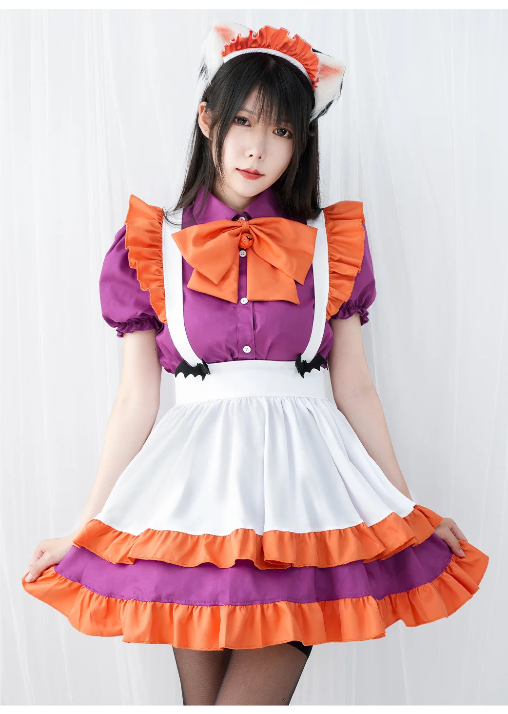 Halloween Schattige Meid Cosplay Kostuums Voor Vrouwen Lolita Korte Mouw Meid Schort Jurk Kawaii Cafe Strik Kleding Carnaval Kleding