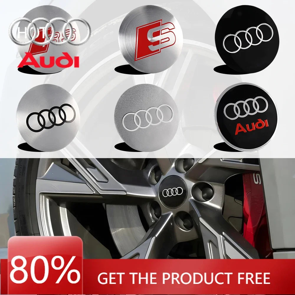 2026 Heiße Innenraum-Aufkleber 4 Stück 56/60/65MM Auto-Emblem Radnabenkappen-Aufkleber Nabendeckel-Dekor für Audi A3 A4 B5 B6 A3 8