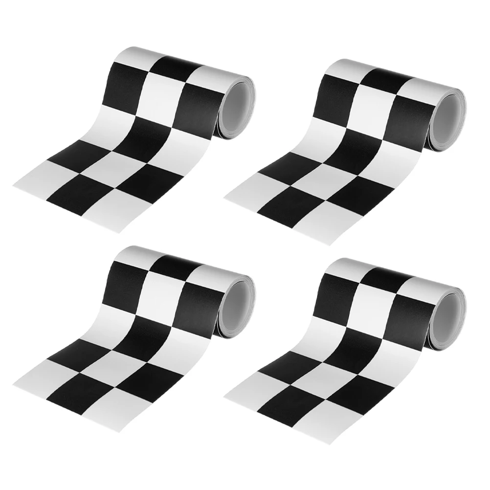 4 rollos de papel tapiz a cuadros blanco y negro para pared de ducha, revestimiento de estante para armario de cocina, impermeable, para baño