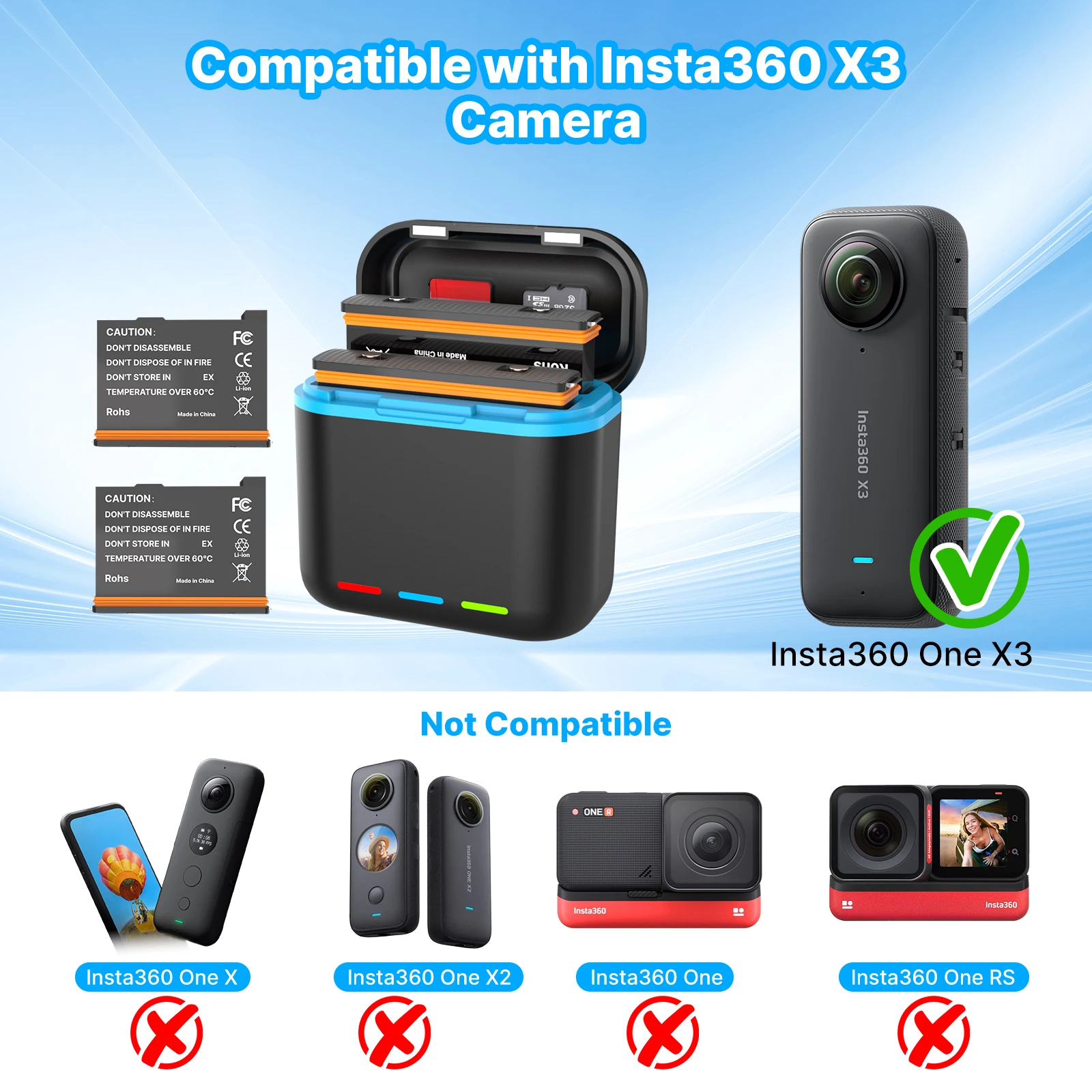 For Insta360 X3 Battery Charger 1800mah Camera 360 Panoramic Action Camera Batteries Accessories For Insta360 ONE X3