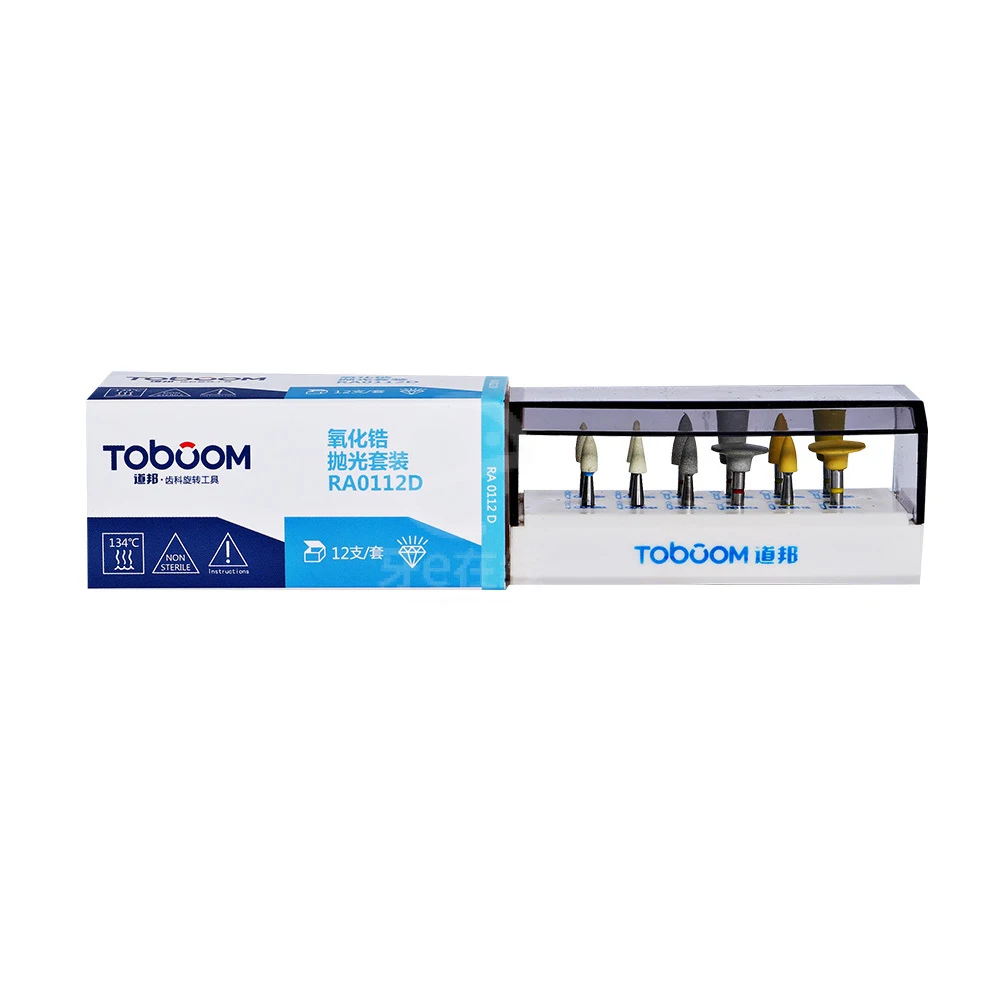 Toboom Dental Zirconia Polish Set Disc Burs Kit 12pcs Ceramic Zirconia Denture Polishing Porcelain Dentistry Tools Instruments