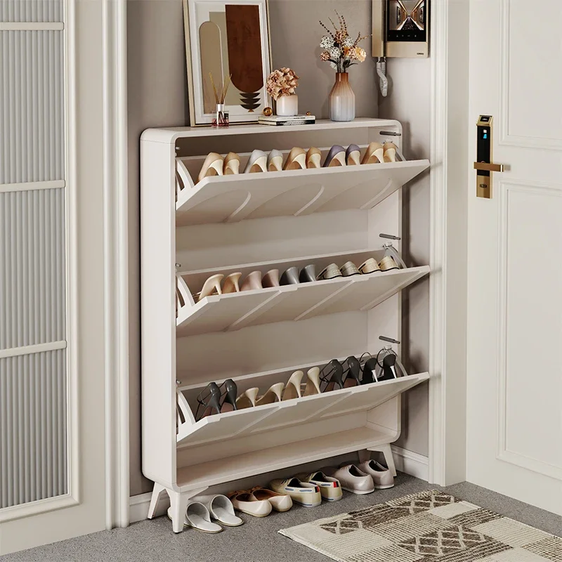 خزانة خذاء خشبية عمودية تصميم طويل القامة جميل ضيق رف أحذية الفندق خشبي فاخر حديث Gabinetes De Zapatos أثاث منزلي