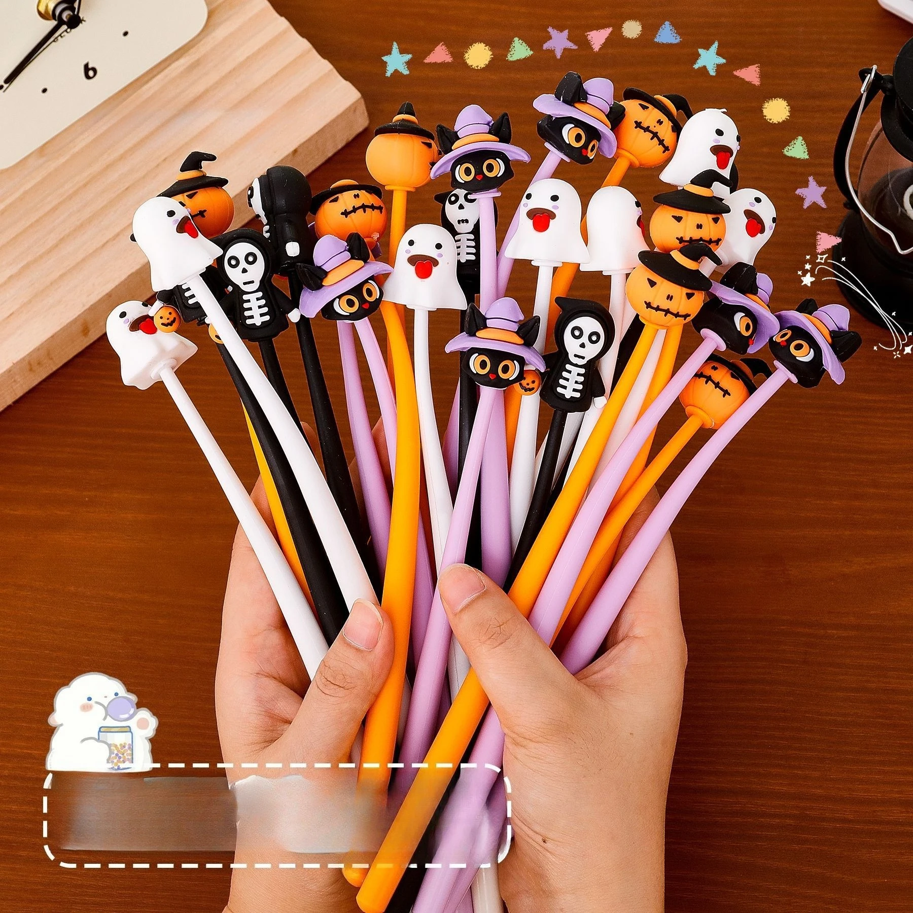 Cartoon Halloween Silicone Shake Gel Pen Student Funny Ghost Brush Question Pen Halloween Stationery Small Gift  Cute Pens