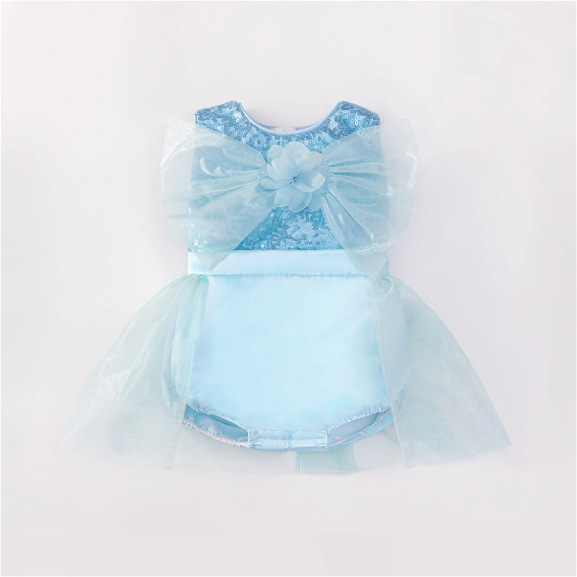 Cinderella Snow Princess Baby Girls Crawling Dress Elegant Blue 1st Birthday Party Dresses Jumpsuit Christmas Halloween Costume