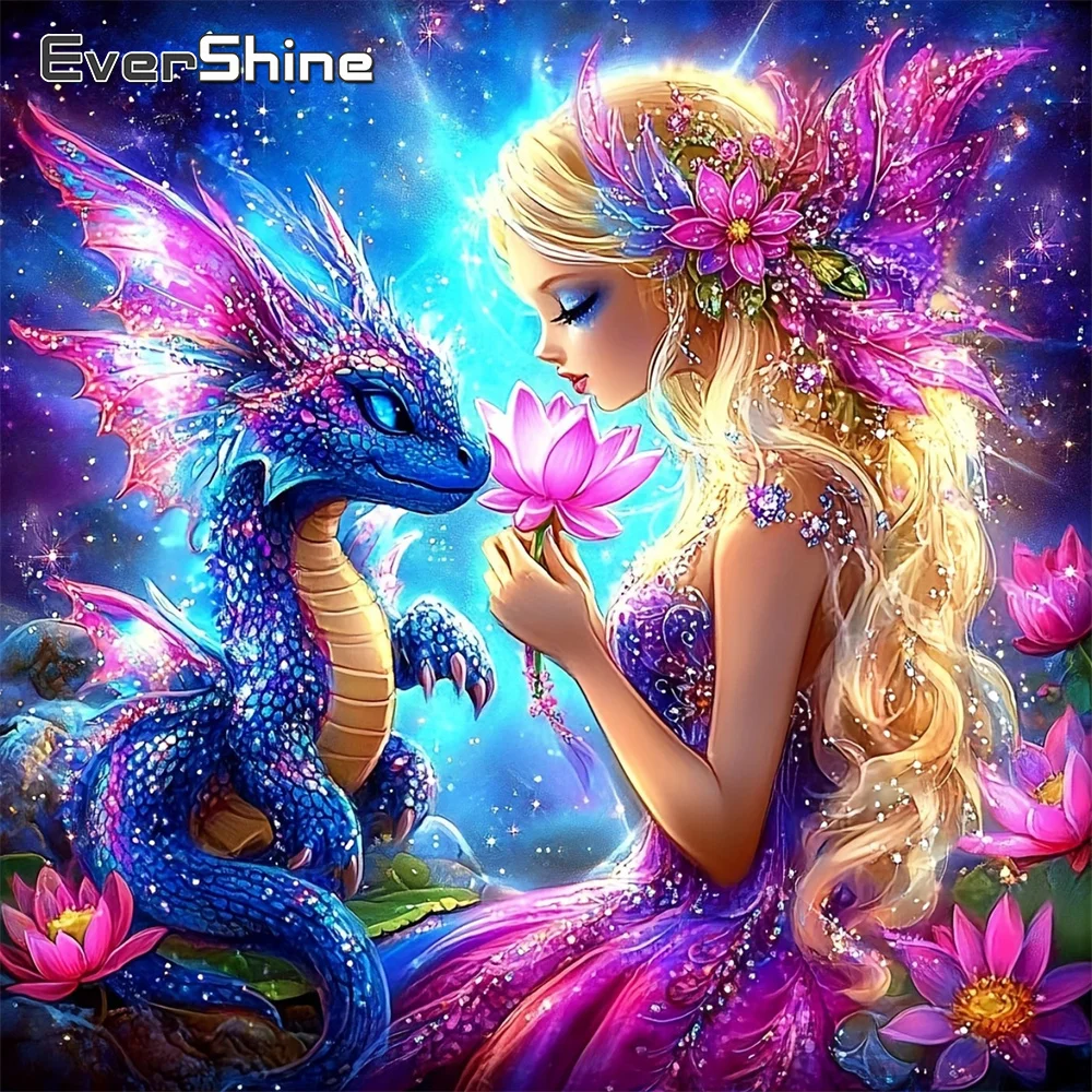 

Алмазная мозаика Evershine: Вышивка по фотографии — Портрет девочки, Дракон, Лотос. Полностью квадратные стразы. Картина для творчества.