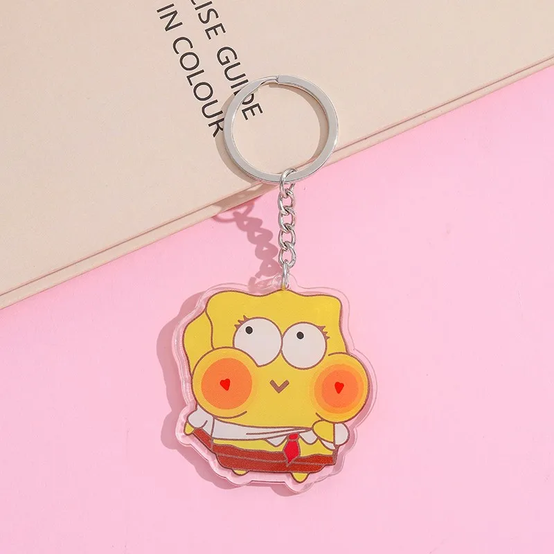 Anime SpongeBob SquarePants Acrylic keychain accessaries Forger Cartoon Bag Pendant cute bag charm Keyring Friends Fans Gifts