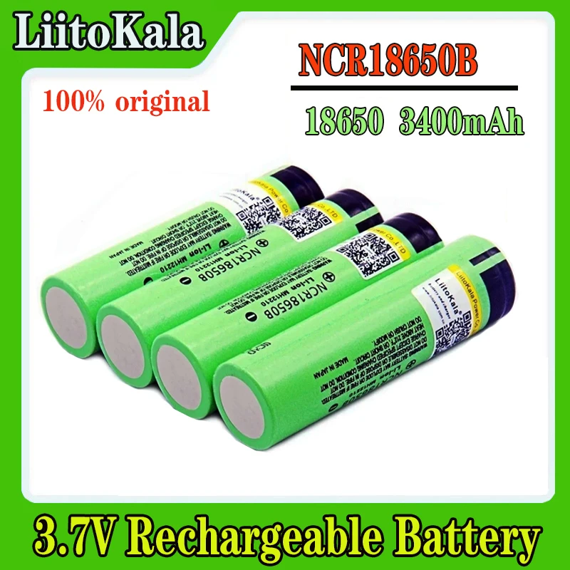 1-20PCS LiitoKala 100% New Original NCR 3.7V 3400 mAh 18650 Lithium 18650B Rechargeable Battery Flashlight batteries