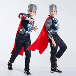 Thor Mask Costumes Jumpsuit Cosplay Superhero Halloween Dress Up Party Muscles Bodysuit Weapon Suit for Boys Costume Props