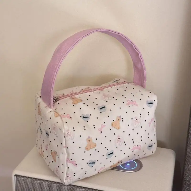 

【xxx】Cartoon Cute Bear Tote Bag Large Capacity Makeup Bag Commute Travel Storage Bag Toiletry Organizer Gifts[S14]