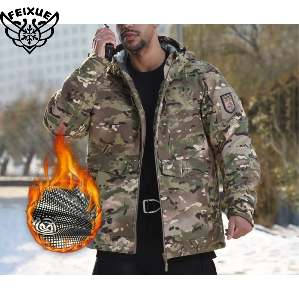 

Winter Tactical Parka Outdoor Heat Reflection Warm Camouflage Training Jacket Coat Multicam Pockets Camping Hiking Jackets