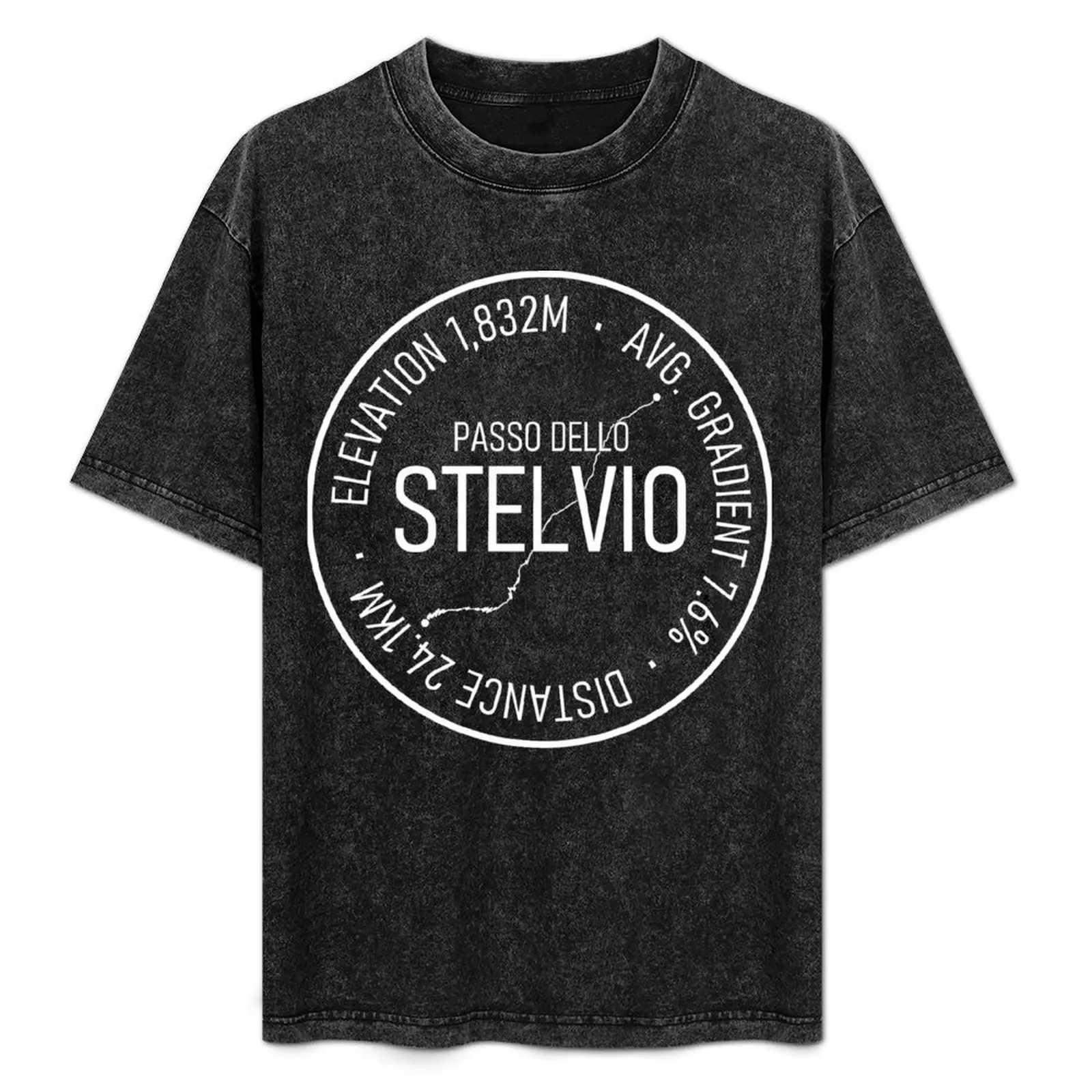

Passo dello Stelvio Climb Stats and Route (white) T-Shirt graphic shirts for a boy t shirts for men