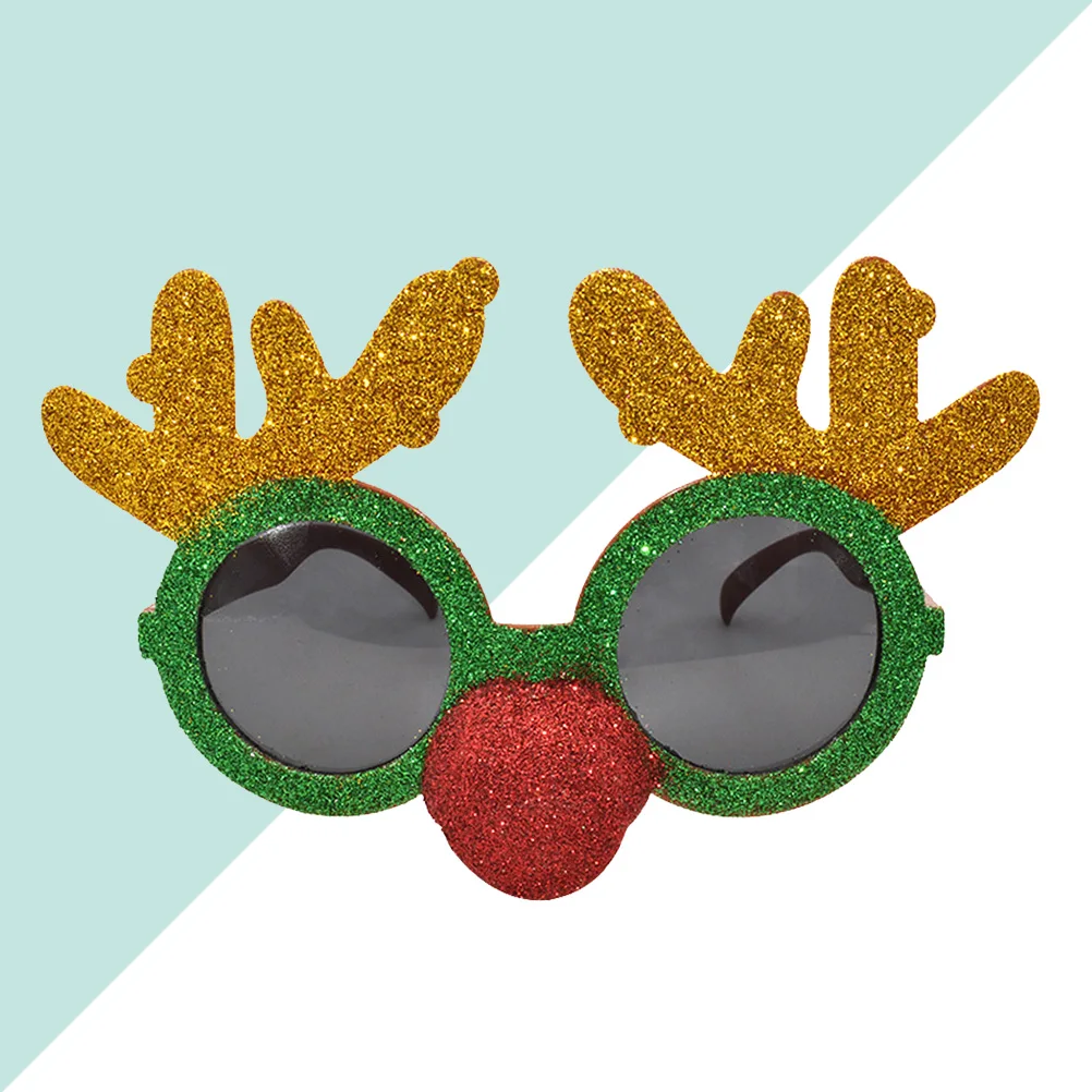 

Christmas Glasses Reindeer Antlers Glitter Red Nose Xmas Party Photo Props Plastic Spectacles Lightweight Unisex Novelty