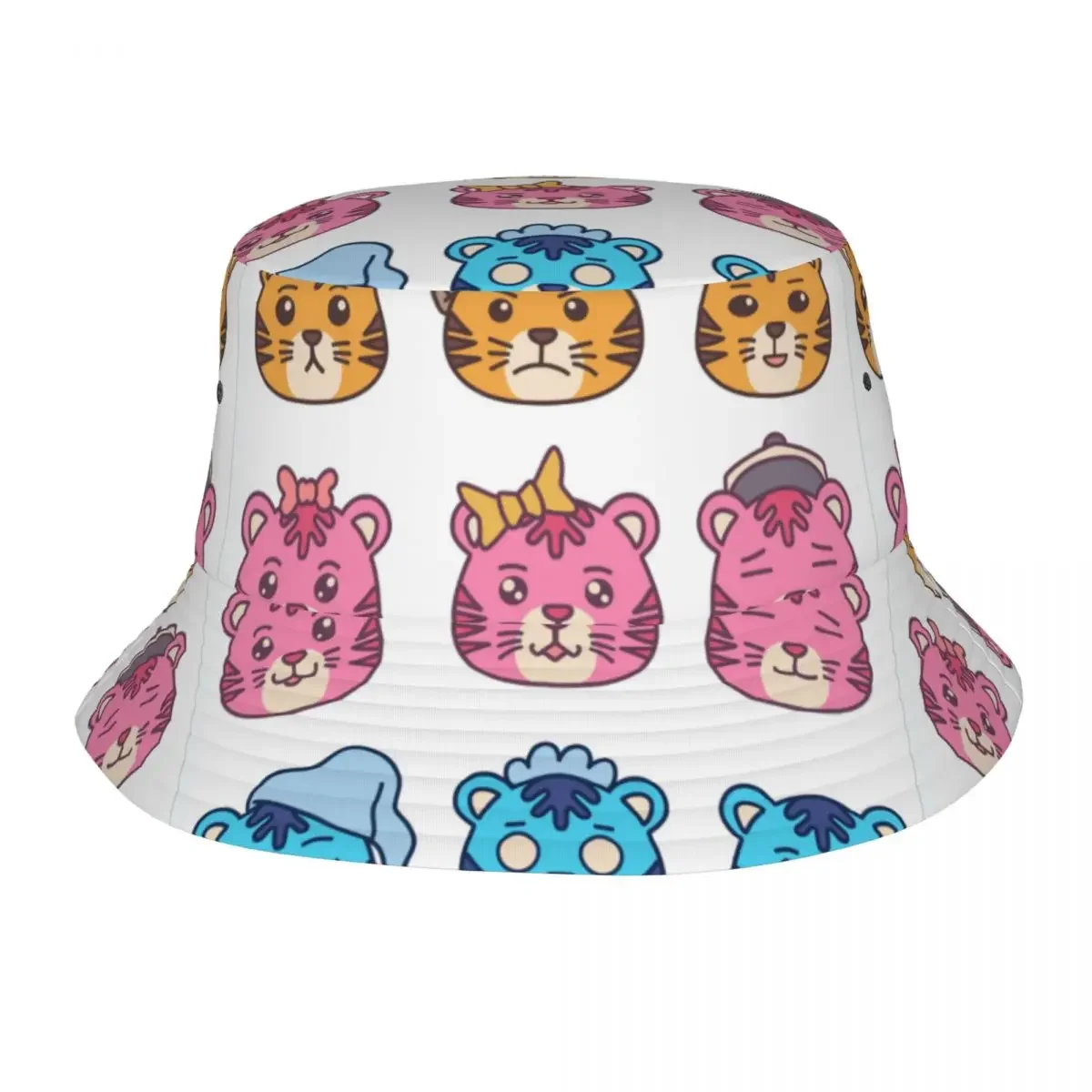 Cute Tiger Bucket Hat  Cartoon Desgin Korean Fisherman Hats For Couple Personality Vacation Caps Streetwear Pattern Sun Hats