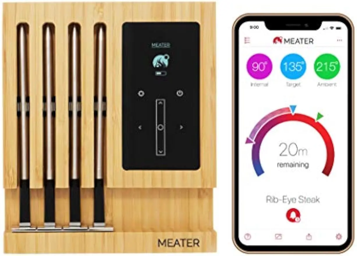 MEATER Block: 4-Probe Premium WiFi Smart Meat Thermometer | for BBQ, Oven, Grill, Kitchen, Smoker, Rotisserie| iOS & Android App