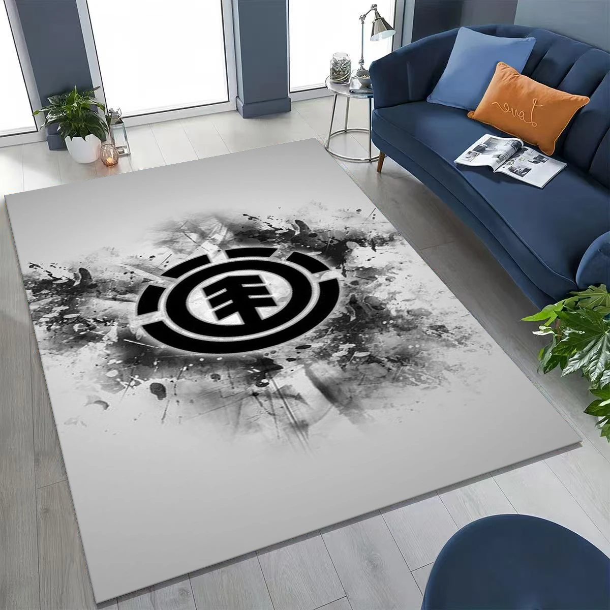 3D Boardsport Logo E-Element Skateboards Carpet Rug for Bedroom Living Room Sofa Home Doormat Decor, Large Non-slip Floor Mat