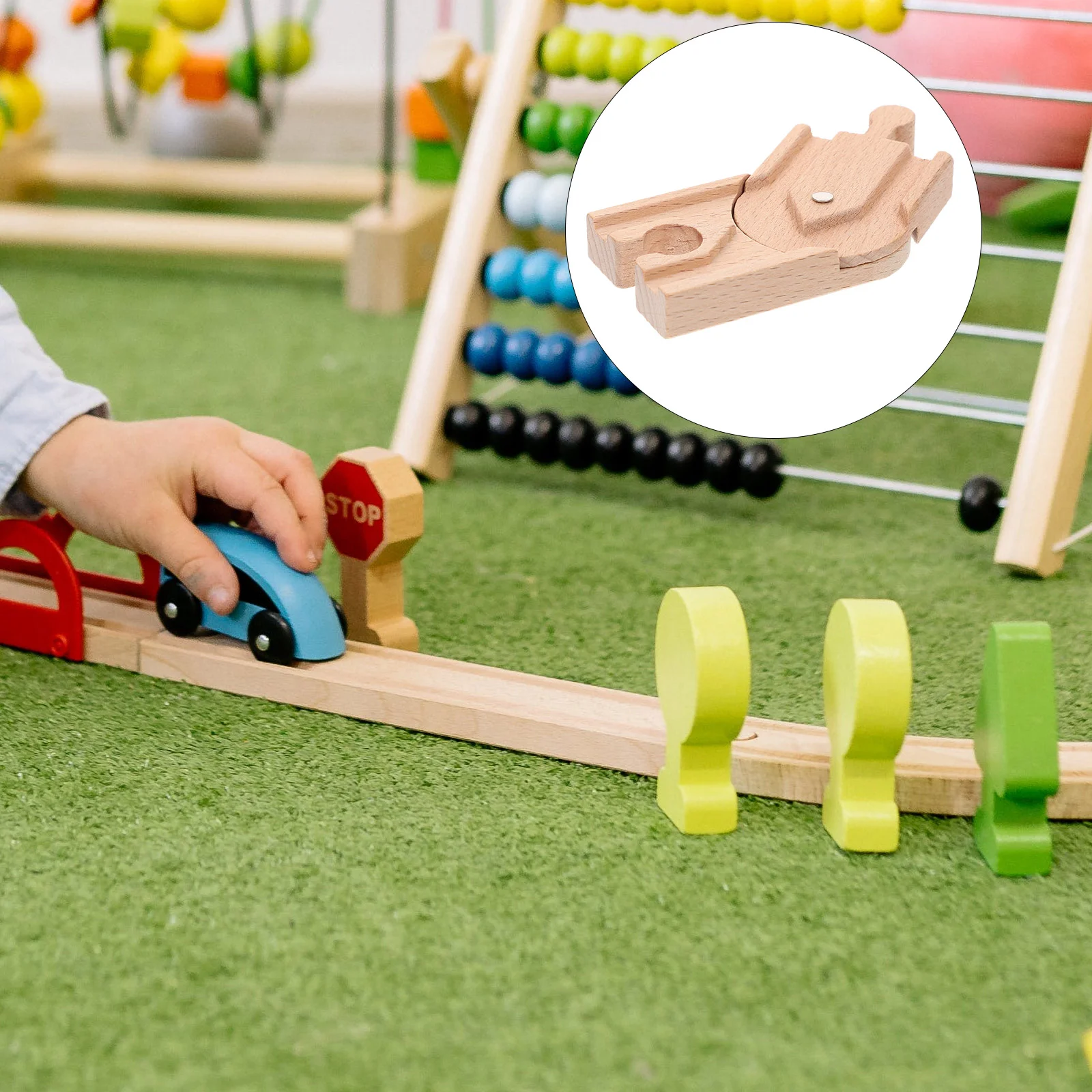 Kids Wooden Train Track Toy DIY Railway Train Track Toy Educational Plaything Wooden Train Track Pieces