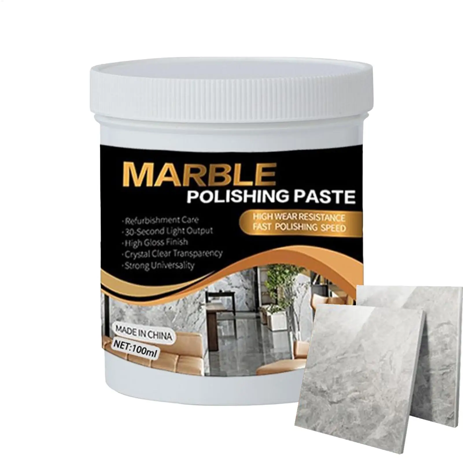 100ml Granite Cleaner Stone Cleaner Countertop Polish Paste Stone Stain Remover for Glass Kitchen Commercial Household Bathroom