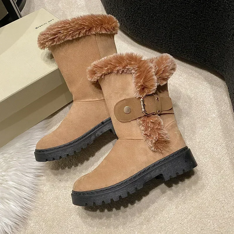 

Padded Shoes for Woman Elegant With Medium Heels Plus Warm Women's Snow Boots Hot New In Comfortable Spring 2024 39 Furry Gyaru