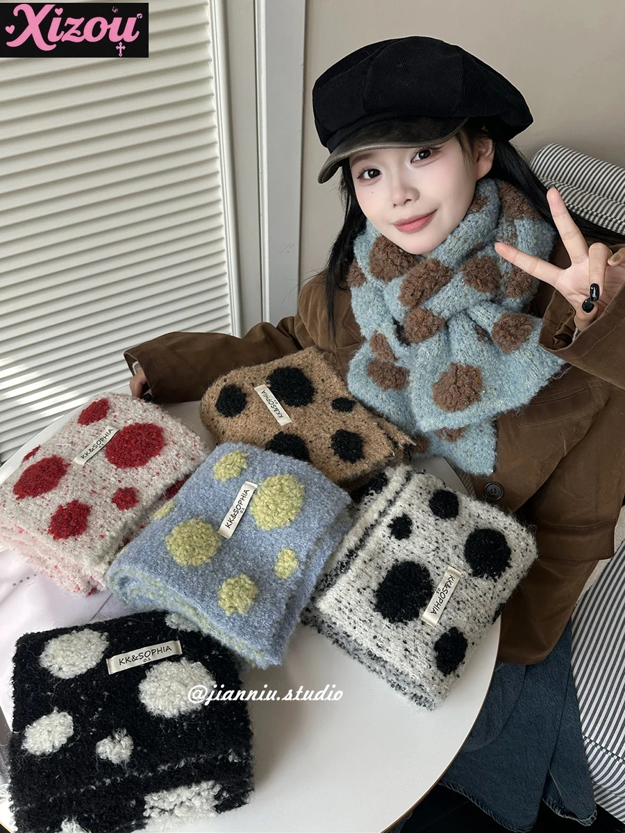 

Осенне-зимний мягкий восковой универсальный милый шарф с большой волной, женский утолщенный теплый и холодный вязаный шарф из смеси шерсти Tide