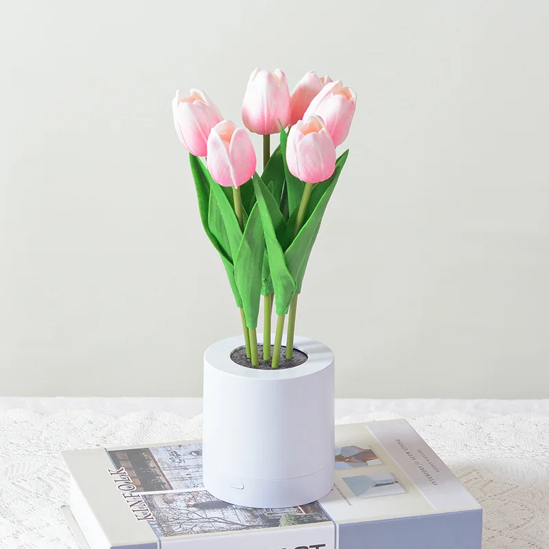 Đèn Led Sạc Cổng USB Giả Lập Tulip Đèn Ngủ Ánh Sáng Môi Trường Xung Quanh Phòng Ngủ Phòng Ký Túc Xá Đầu Giường Trang Trí Đèn Gốm Đế