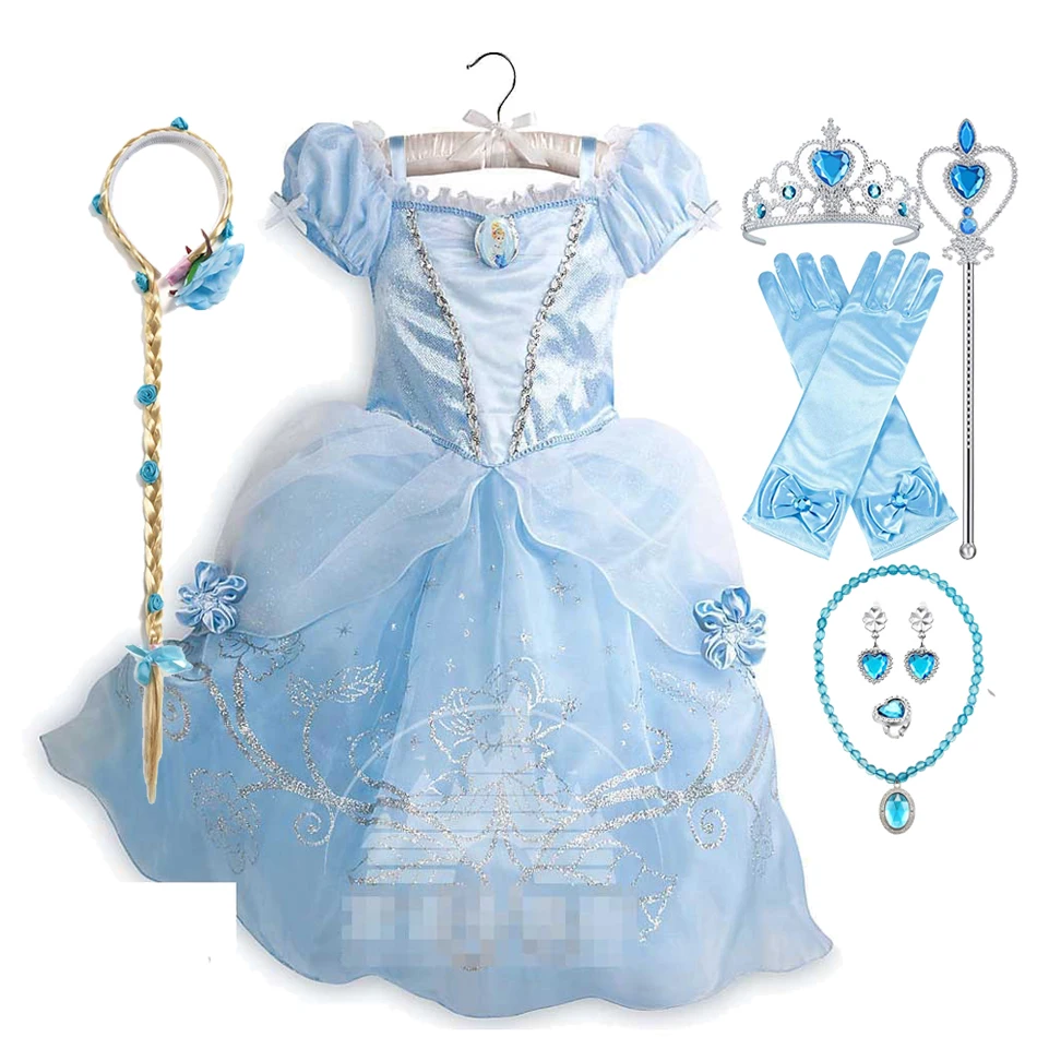 Sleeping Beauty Aurora Princess Party Dress up for Girls Halloween Cinderella Costume Kids Rapunzel Clothing Birthday Gift