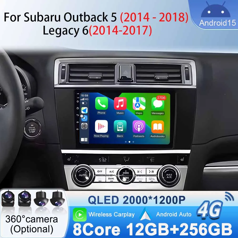

Car Radio System Navigation GPS for Subaru Outback 5 2014 - 2018 Legacy 6 2014 - 2017 WiFi Android 15 BT Multimedia Video Player