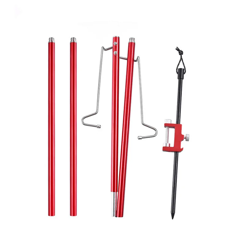 

2026Outdoor camping light rack tray storage rack aluminum alloy light pole stainless steel folding hook blackened mini light