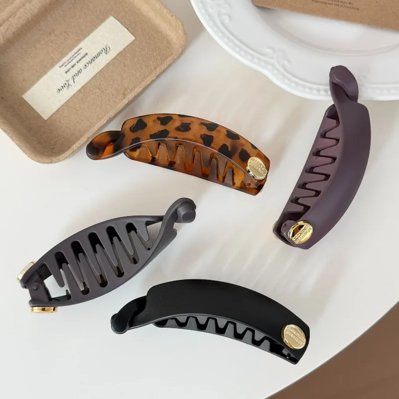 

Acetate Banana Clip for High Ponytail Invisible Non Slip Premium Elegant Lightweight Back of Head Bun Hair Accessory for Women