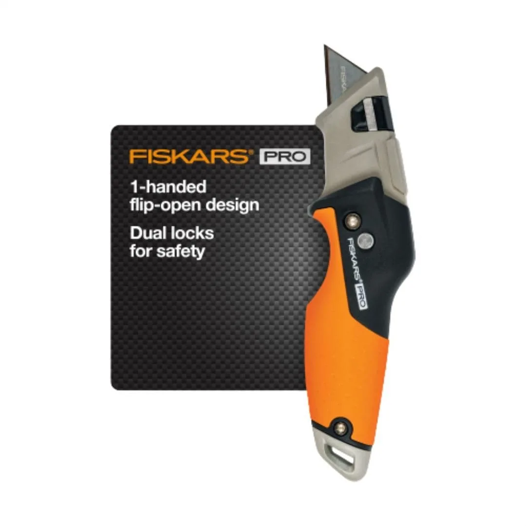 

Retractable Folding Utility Knife with Long-Lasting Razor Blade, Dual Lock Safety, Orange/Black