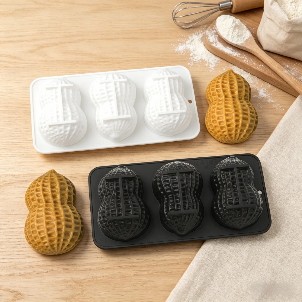 3-fach Backformen für Erdnuss-Mousse-Kuchen, Nuss-Schokoladen-Pudding, Dessert und simulierten Squeezing-Joy-Duftkerzen