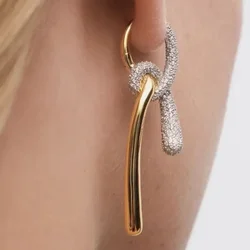 New Fashion Europe Gold Silver Diamond Crystal Knotted Earrings Woman Charm Exquisite Gift Jewelry Trend