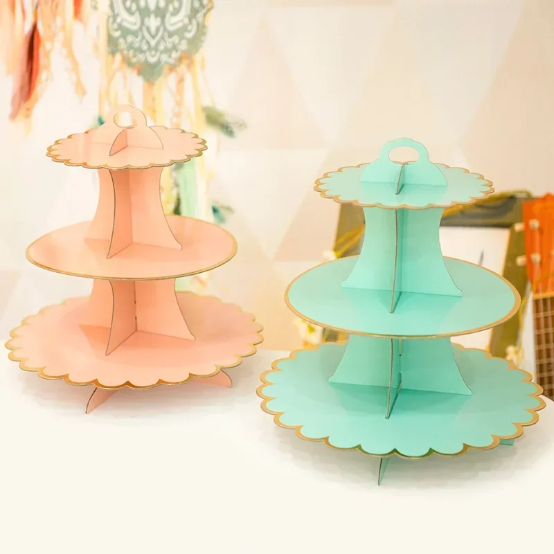 3-lagige Einweg runde Geburtstag Cupcake Dessert DIY Papier Handwerk Stand Dessert Display Rack Hochzeits feier liefert Kuchen Werkzeuge