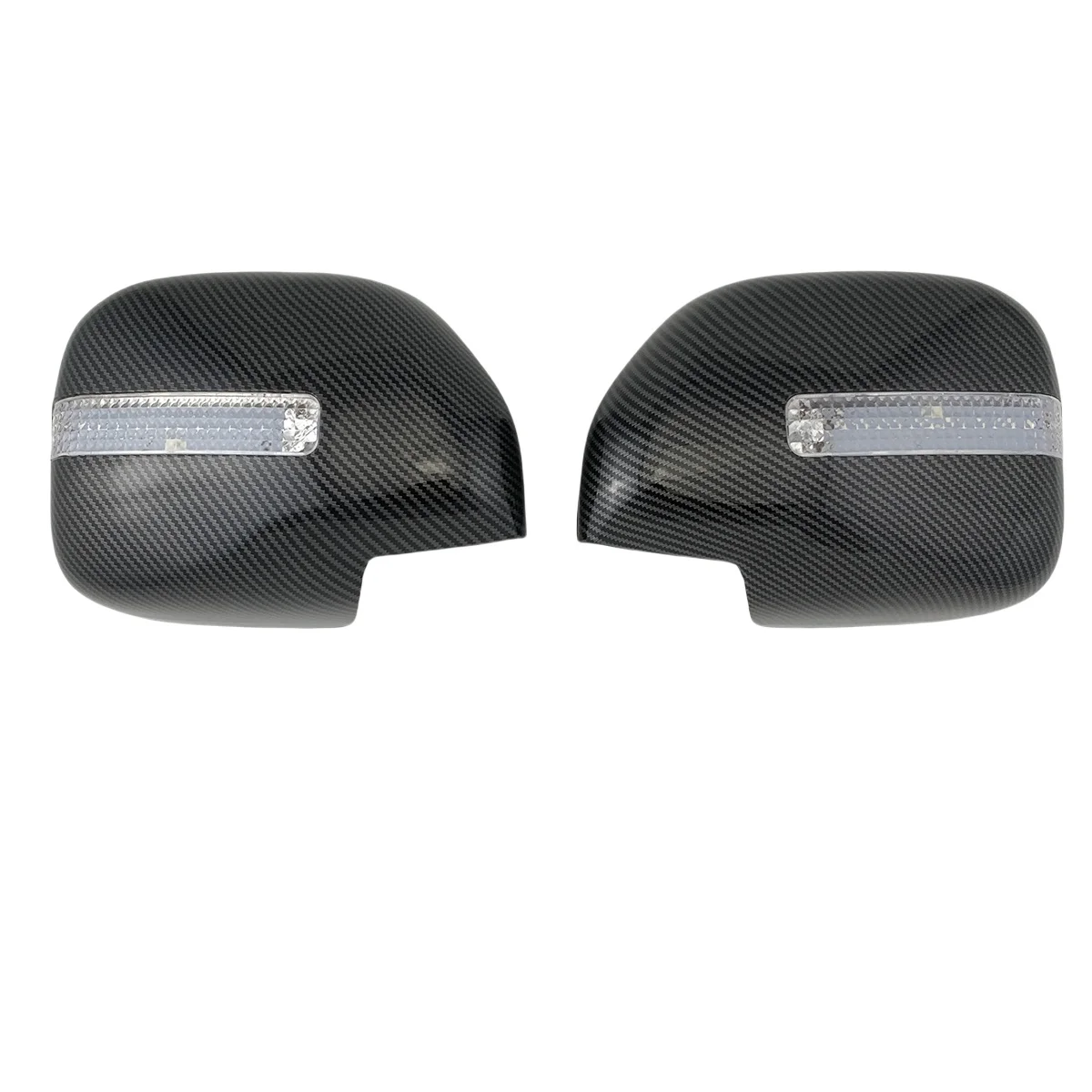 

Gloss Black Car Rearview Accessories Trim Carbon Door Mirror Cover With Light For Toyota Lc100 Fj100 / Lexus Lx470 1998 - 2007