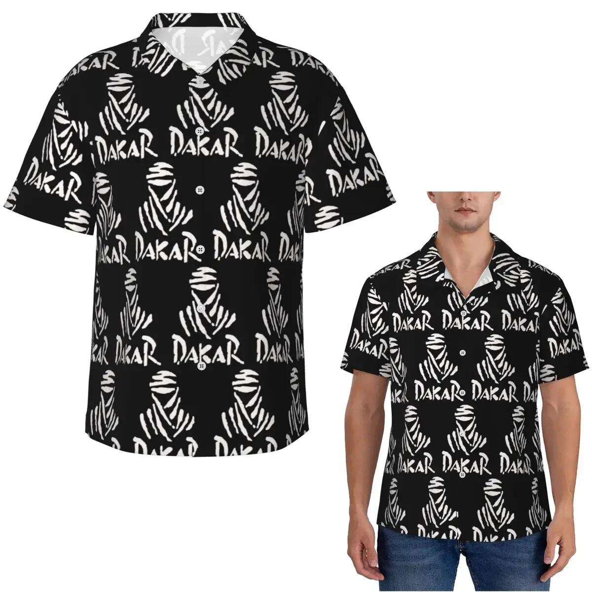 Dakar Rally Motorcycle Hawaiian Shirts Funny Men Short Sleeve Shirt for Summer Beach Men's Button Tops