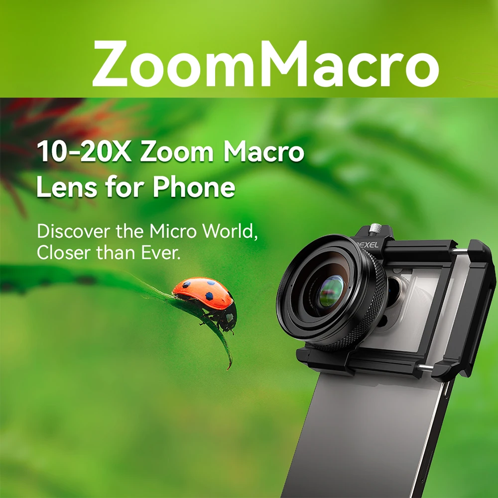 

APEXEL 10-20X Super Macro Photography Accessory for Smartphone, Zoom Phone Macro Lens Compatible with iPhone & Other Phones