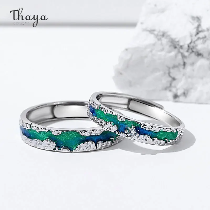 

Thaya 2024 Aurora Design Fashion Women Rings S925 Silver Couple Rings Free Size Engagement Ring for Women Wedding Fine Jewelry