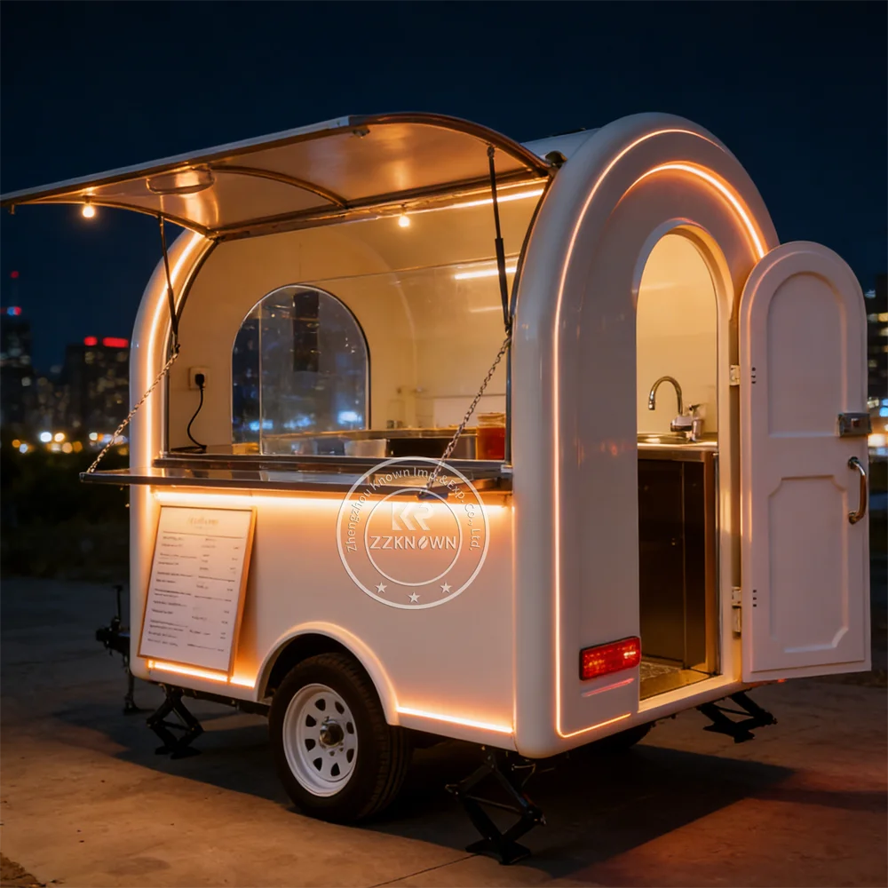 

Commercial Hot Dog Cart Truck Churros Cart Food Vending Cart Mobile Kitchen Catering Food Trailer Fully Equipped