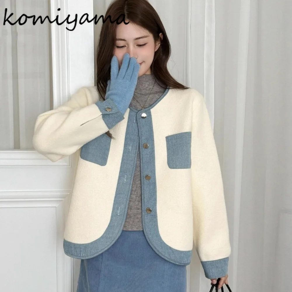 

Denim Spliced Woman 2025 Cardigan Loose Small Fragrance Ropa Mujer Long Sleeve Sweater New Pulls Femmes Autumn Winter Clothes