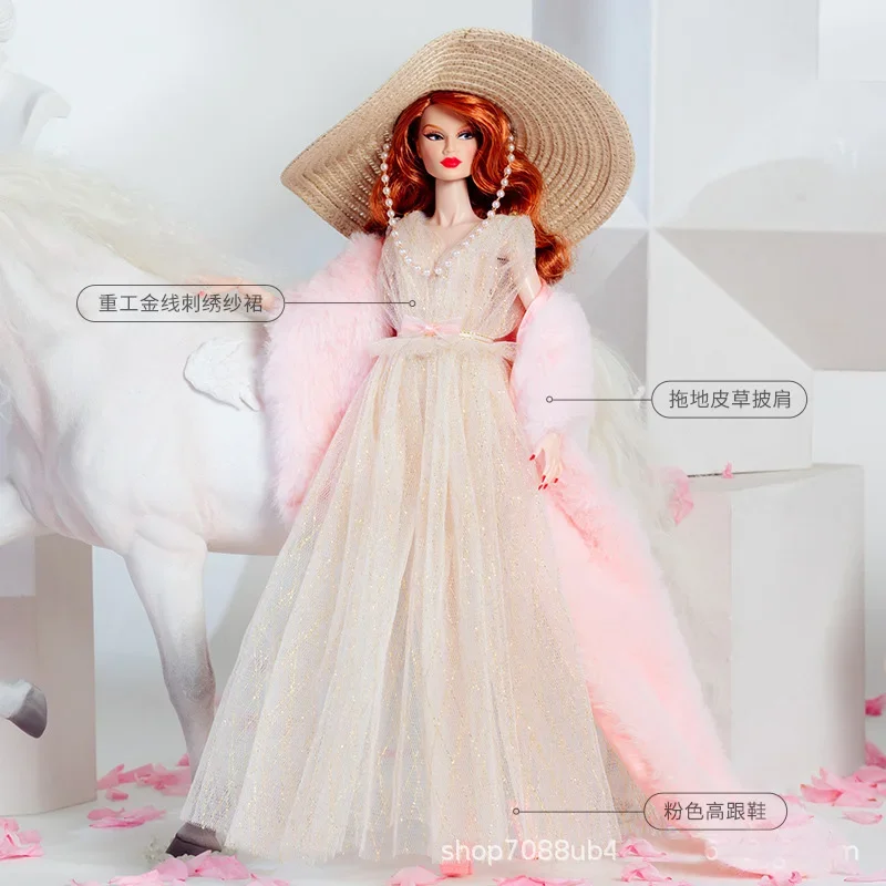 Upscale dress set / light pink gown + shoes / high end Doll clothes suit outfit accessories for 30cm Xinyi Fr2 ST Barbie Doll