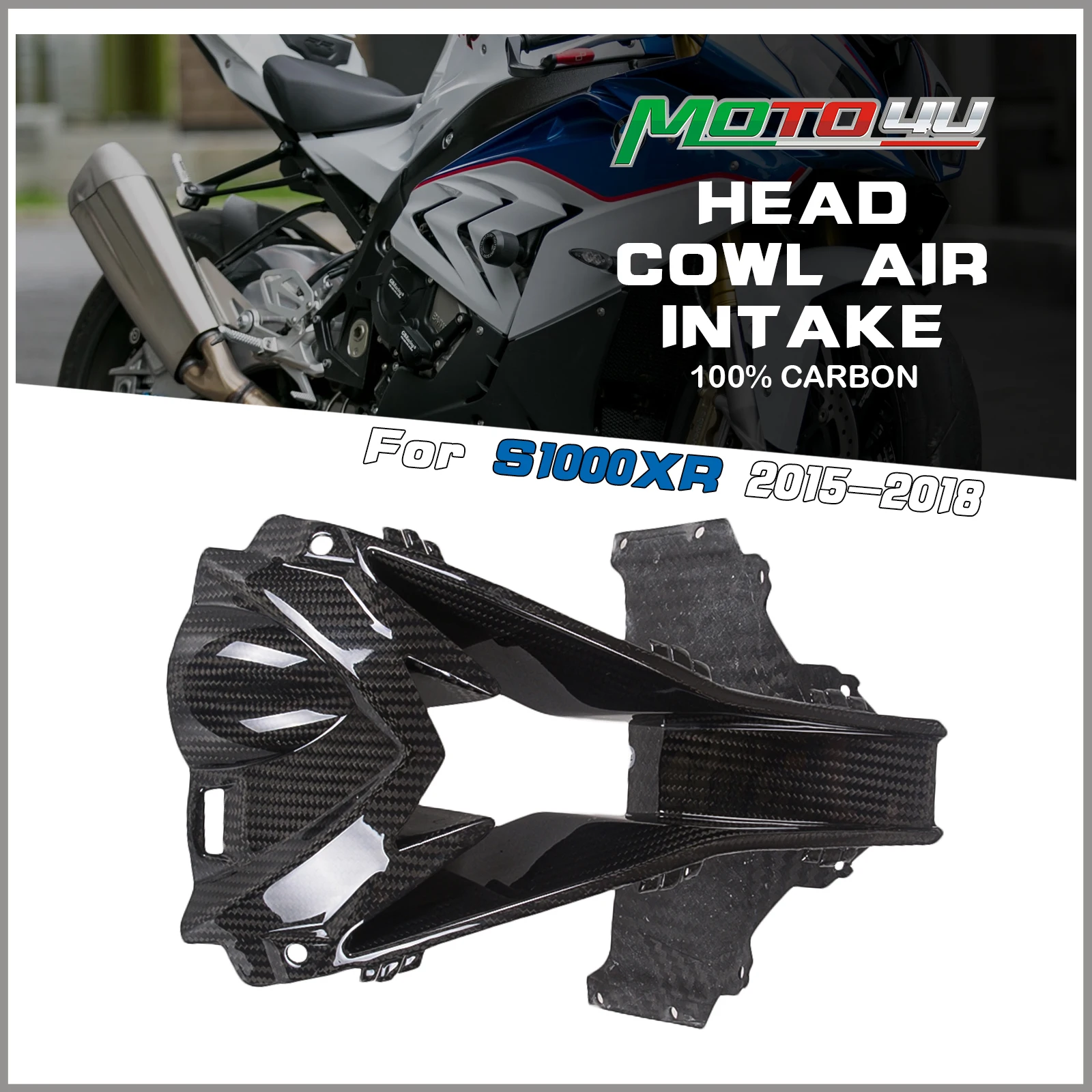 For BMW S1000RR S1000 RR 2015 2016 2017 2018 Full Carbon Fiber Head Cowl Air Intake (Replacement) Air Tube Motorcycle Accessorie