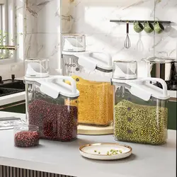 2000ml/2800ml Dispenser Food Grain Rice Container Cereal Storage Box Multifunctional Transparent Large Diameter Sealed Space-sav