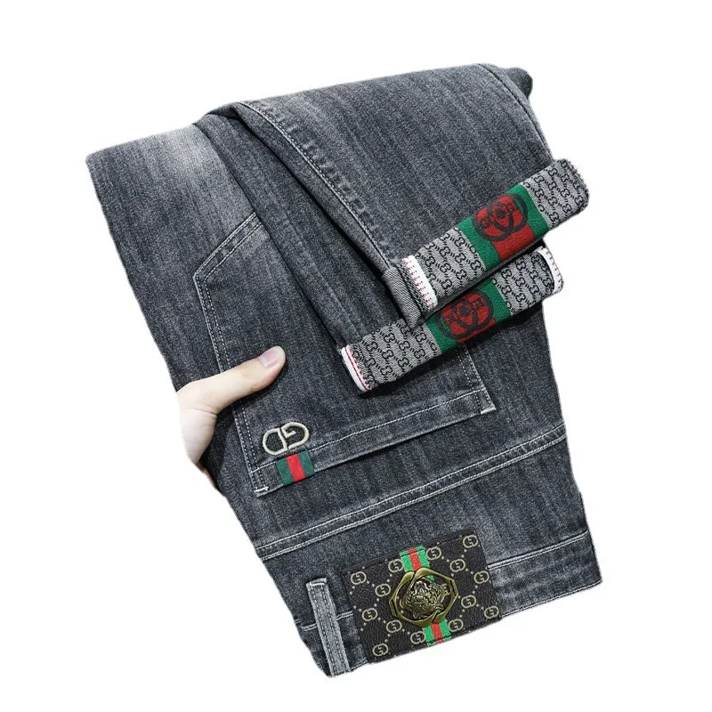 

New Light Luxury Stretch Jeans Slim Feet Fashion Men's Pants Men's Jeanadult Gentleman Comfortable Loose Senior High-end Man