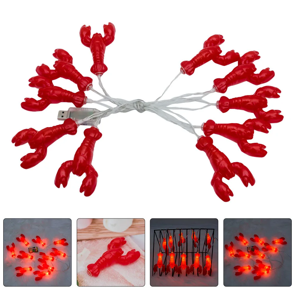 1Pcs Christmas Lobster LED Lamp String Red Decorative Light Hanging Festival Light Indoor Outdoor LED Lamp String