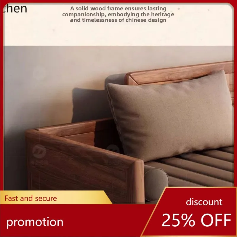 ZML Solid Wood Storage Small Apartment Tea Table and Chair Set Dual-use Pure Living Room Sofa
