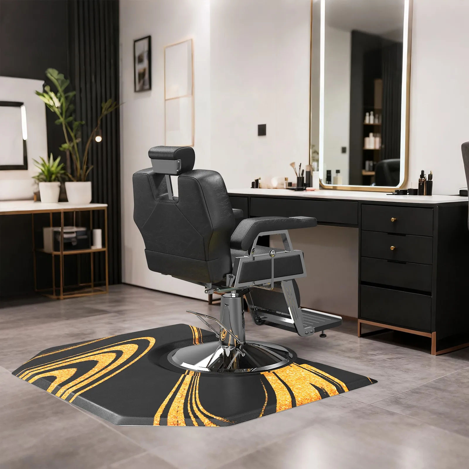 

Антиусталостный шестиугольный коврик для салона 4'x5'x7/8'' (4'x5') для парикмахерских и барбершопов